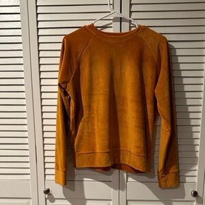 Y2K Double Zero Rust Orange Velour Sweatshirt Top Size S